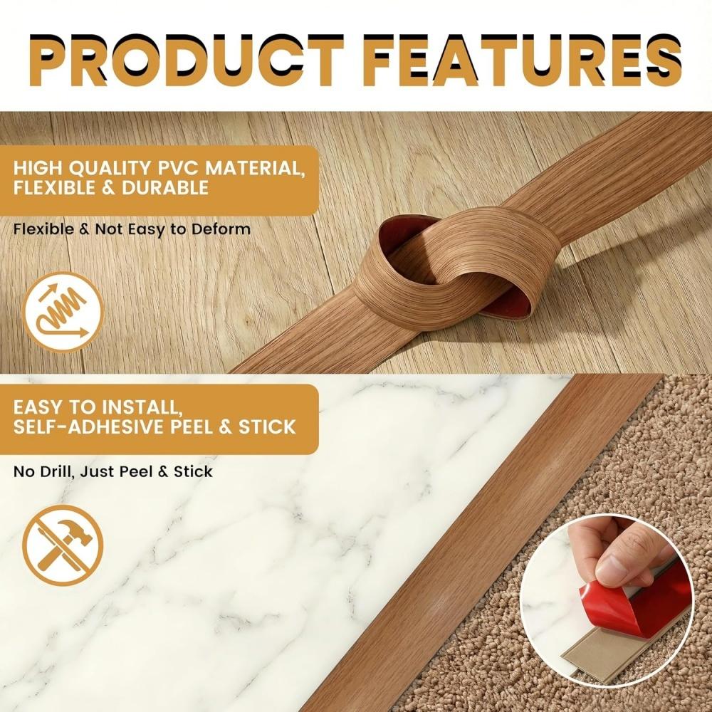1pc 1m/2m/3metersX4cm Self Adhesive Floor Transition Strips Pressed Door Threshold Seam Strip Floor Gap Pressed Line Edge Strip