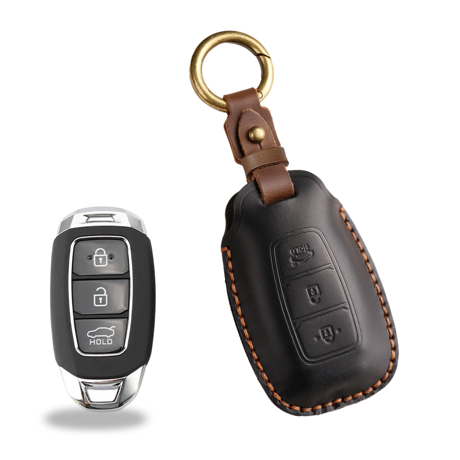 Retro Cross Border Car Key Case for Hyundai Festa Key Bag Kusto Automobile Handmade Leather Shell Buckle