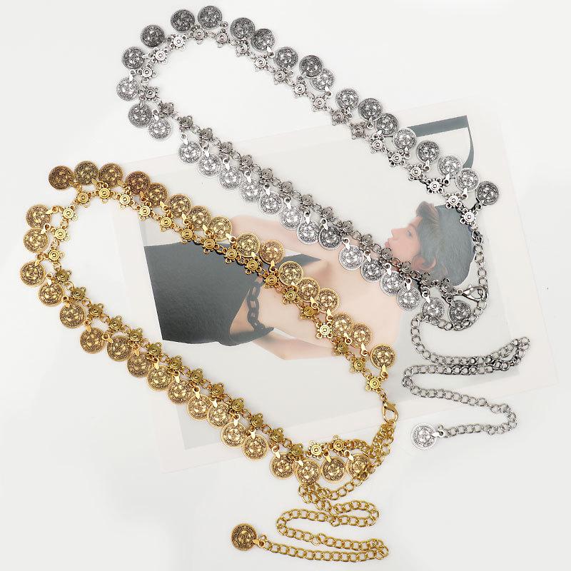 Hip-Hop Tide Retro Compass Pendant Belt Dame Decorative Belly Dance Dress Single Layer Waist Chain