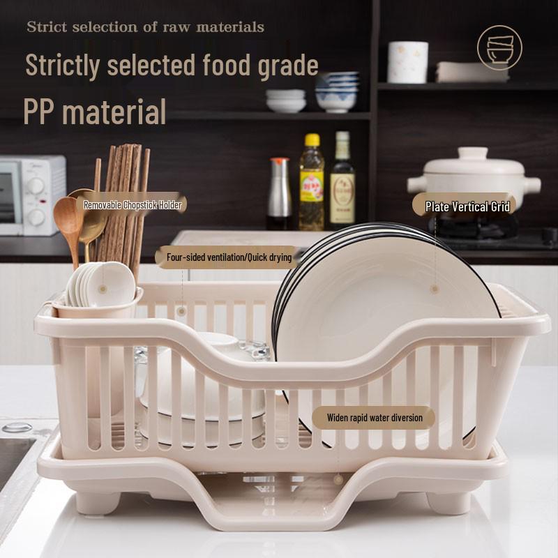 Single Layer Plastic Dish Drainer Rack for Kitchen Use