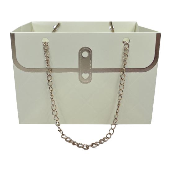 Papírová dárková krabička s květinami a kovovým řetízkem, kbelík na ukládání kytic, malá floristická kabelka, dárková řemeslná obalová taška pro svatební oslavu, Valentýna, narozeniny