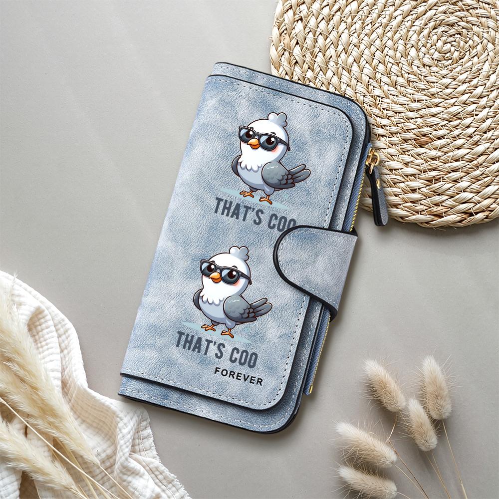Cute Cartoon Pigeon Long Wallet Fashion Casual Zipper Card Holder Portable PU Leather Purse