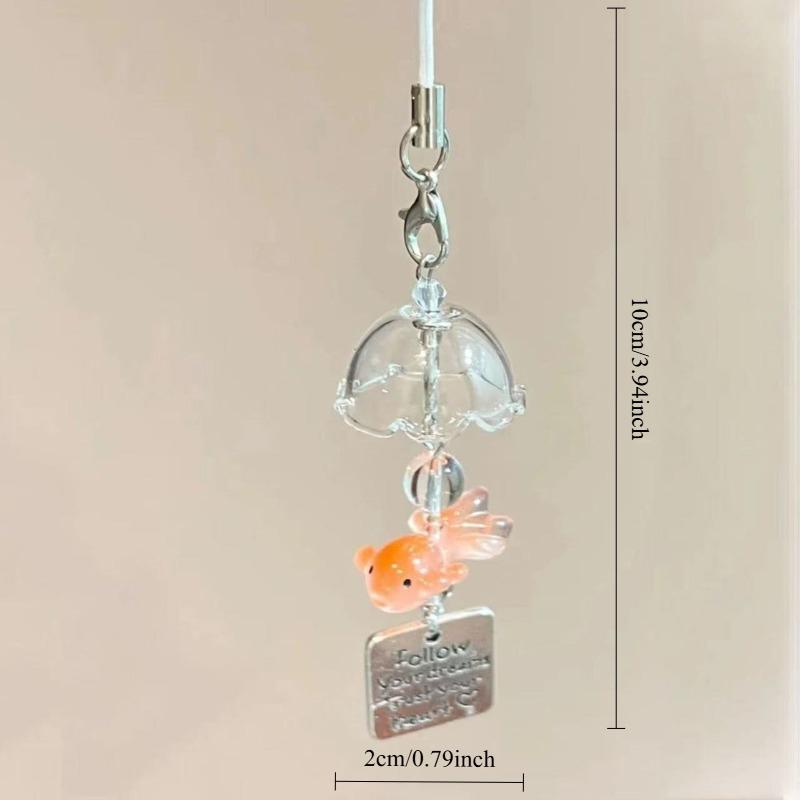 Handmade Beaded Goldfish Pendant Small Fish Wind Chime Mobile Phone Chain Bag Color Bead Hanging Decoration