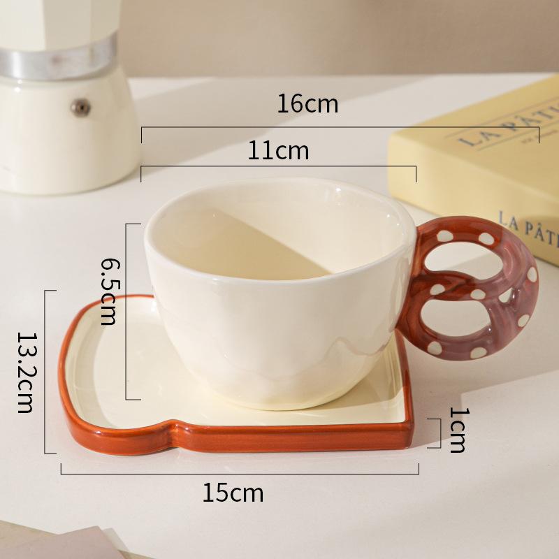 Creative Ceramic Bread Coffee Cup Saucer Set Household Afternoon Tea Cup Big Easy Tea Cup Drinking Cup Breakfast Cup