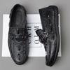 Men's Casual Embossed Leather Moccasins - Genuine Soft Slip-On Shoes