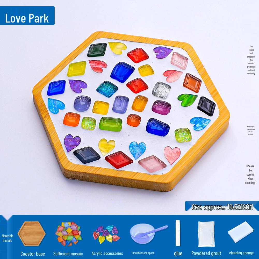 DIY Mosaic Coaster Kit: Creative Glass Sticker Craft for Kids & Adults