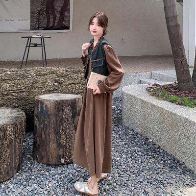 2024 Women's Korean Style Denim Vest Dress Suit - Early Autumn Maillard Wear