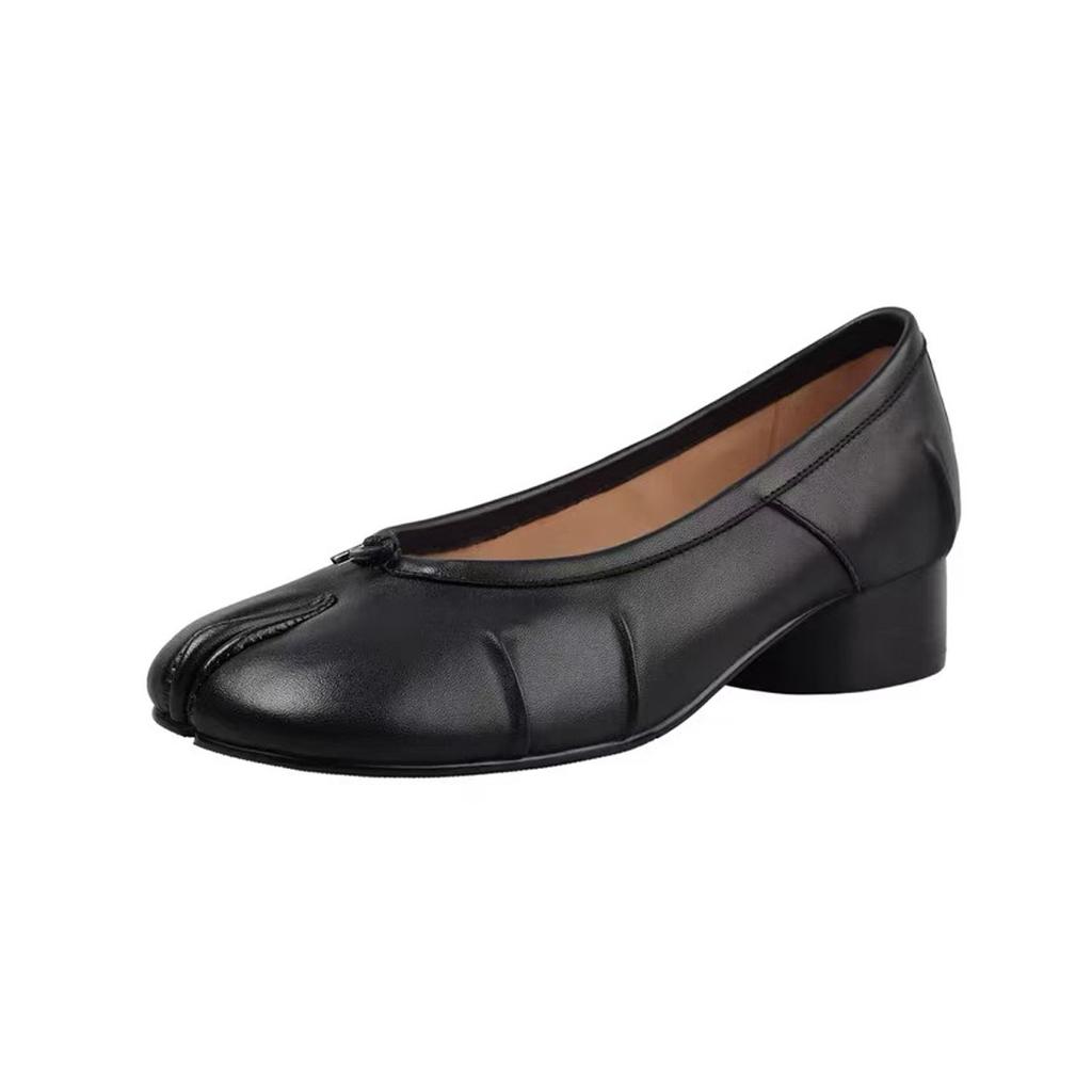 Verze ovčí kůže~ niche plisované baletky prasečí kopýtka jemný vítr kůže boty s rozdělenou špičkou mělký výstřih pohodlné ploché jednoboty