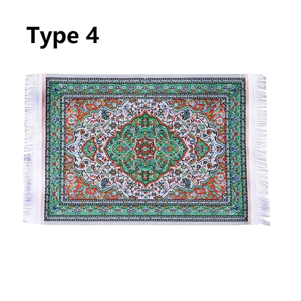 1:12 Scale Dollhouse Carpet Playing House Decor Floor Coverings Floral Pattern Mat Doll Accessories Miniature Weaving Rug