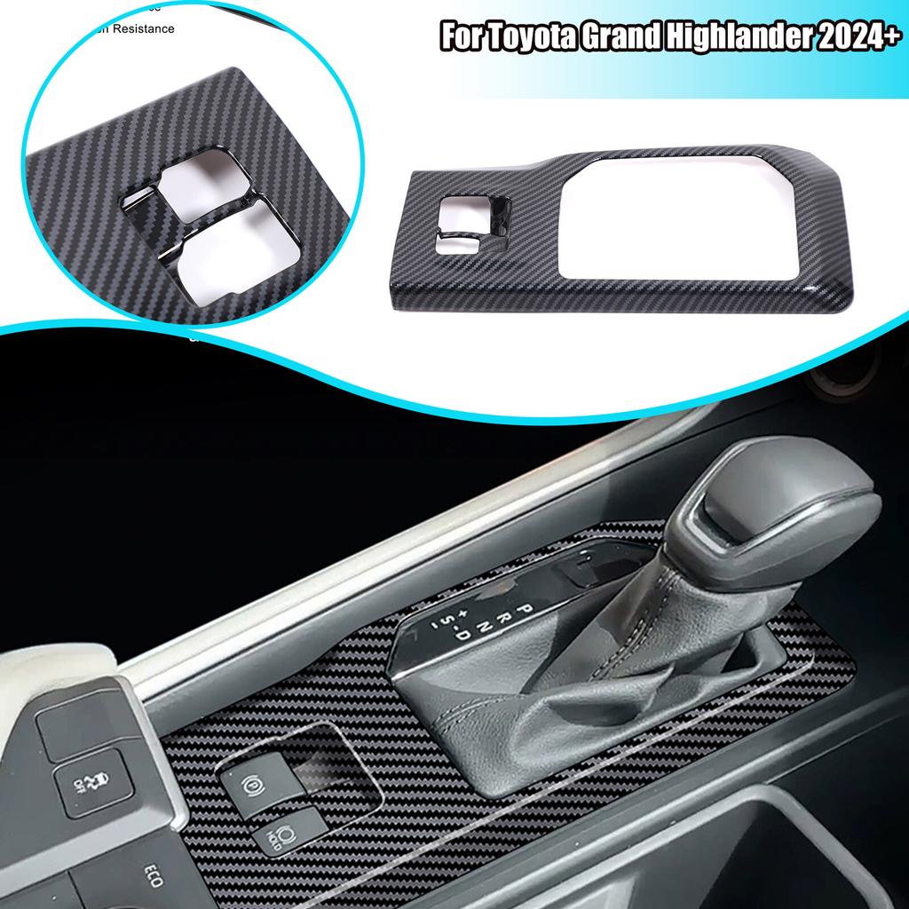 ABS Carbon Fiber Center Gear Shift Panel Trim For Toyota Grand Highlander 2024+
