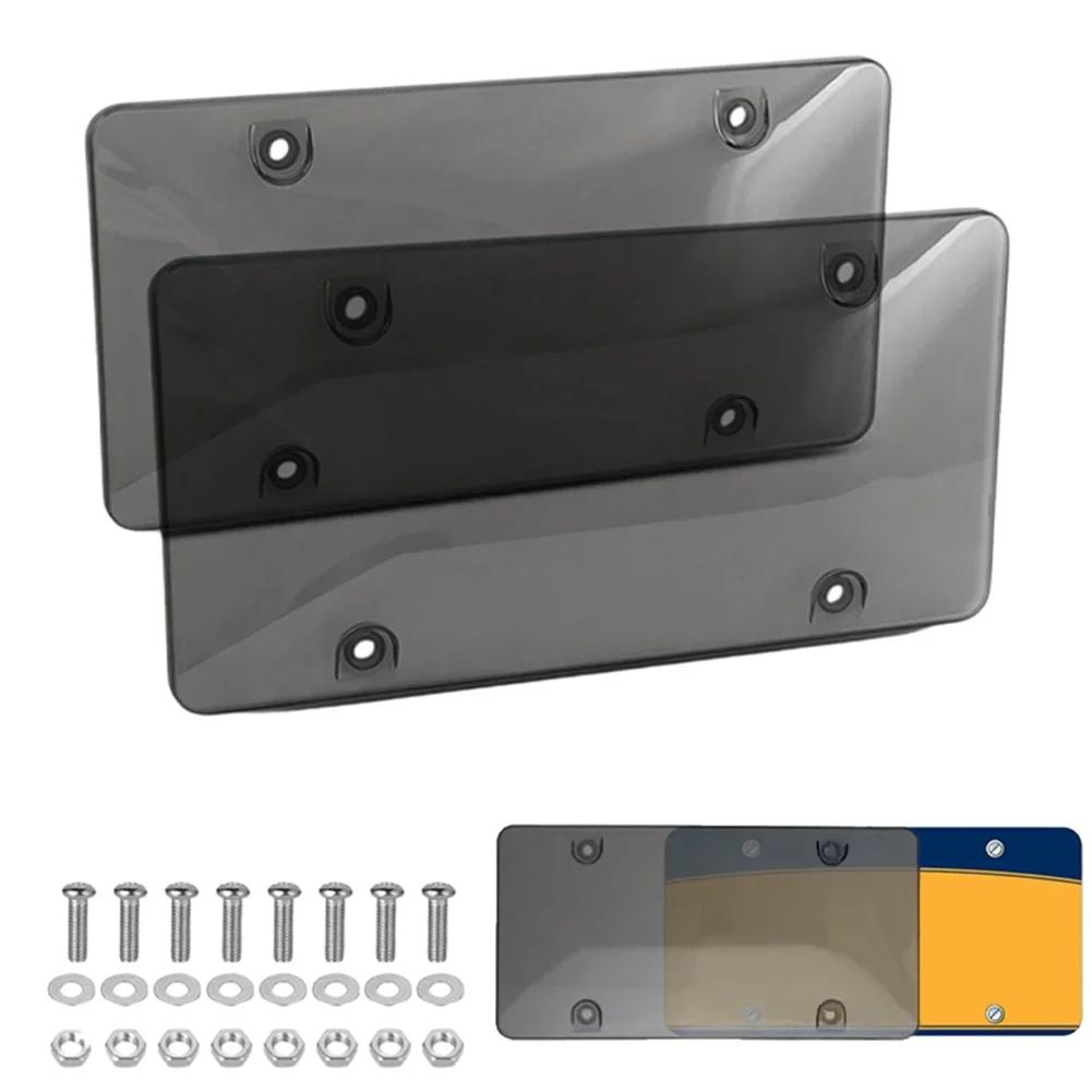 2Pack Car License Plate Tinted Tag Shield Cover Plastic Clear Protector Car License Plate Frame License Plate Accessories
