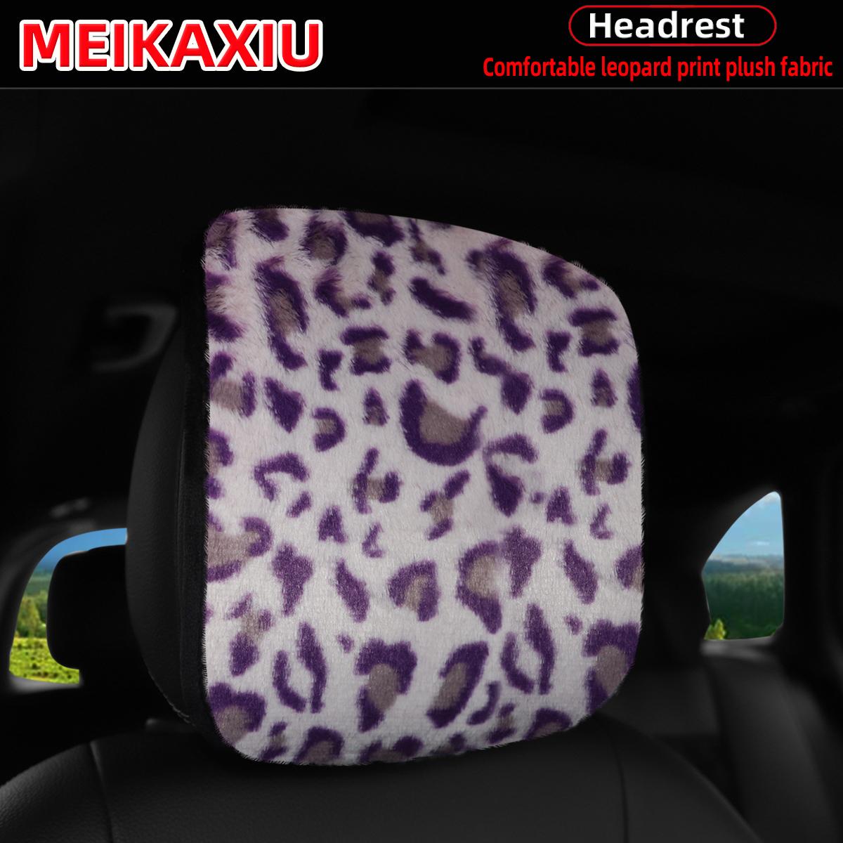

One and two sets of artificial fur leopard print car head cover and head rest cover for business and fashionable car decoration