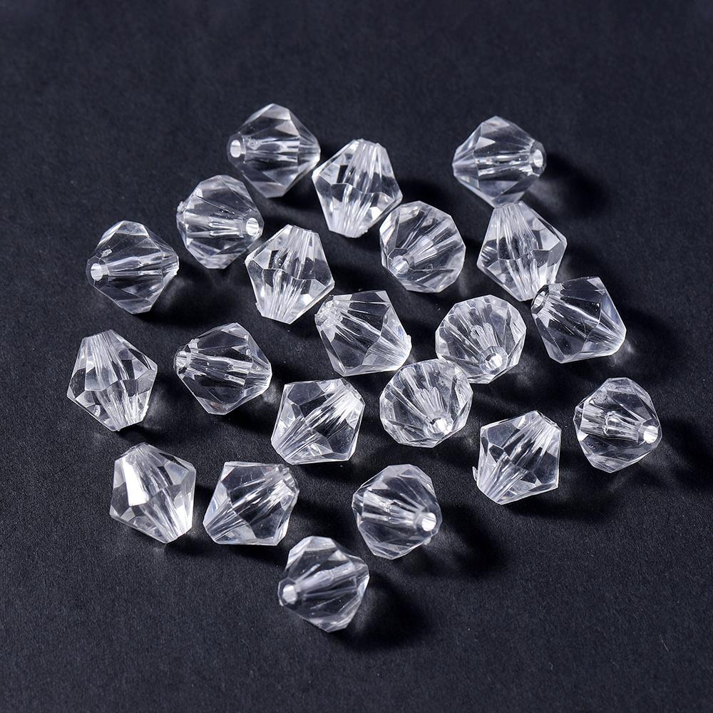 10-300Pcs 4-16mm Faceted Acrylic Beads Transparent White Loose Spacer Beads For DIY Bracelet Necklace Jewelry Making Accessories