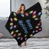 Frohe Feiertage Fleece-Decke, Mehrfarbige Weihnachtsbeleuchtung auf Schwarz, Gemütliche Überwurfdecke für festliches Sofa und Heimdekoration