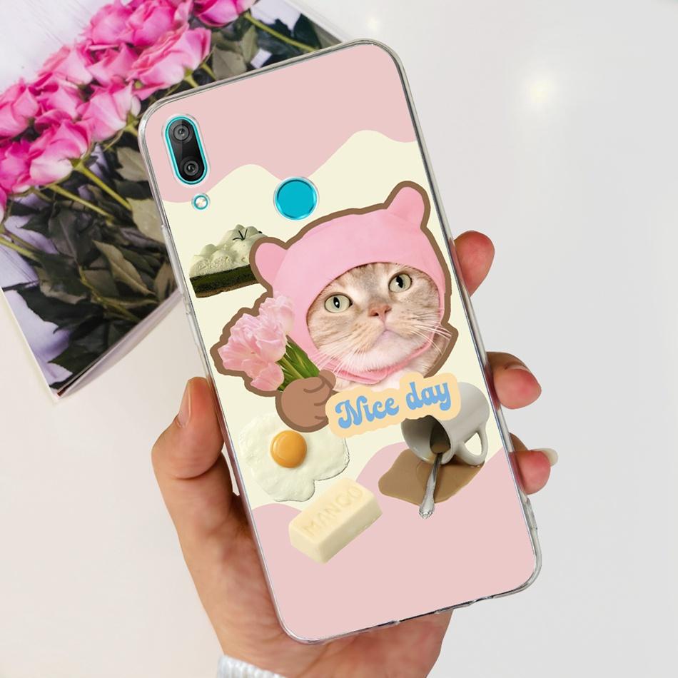 For Huawei Y7 2019 Phone Case Huawei Y7 Prime Pro (2019) DUB-LX1 LX2 LX3 Cute Panda Flower Pattern Soft Silicone TPU Cases