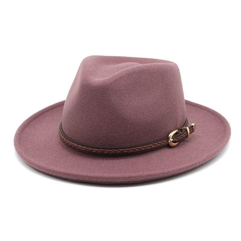 Wool Top Hat Men'S And Women'S Jazz Hat Flat-Brimmed Big Eave Hat Tweed Wool Hat
