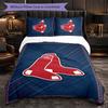 Boston Red Sox Pattern Microfiber 3Pcs Bedding Set Decor Duvet Cover Set For Bedroom Home Use