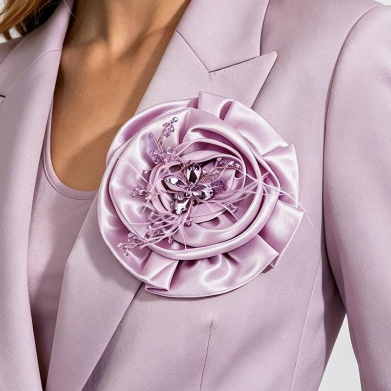 Fabric Flower Brooch for Women, Oversized Floral Pin with Soft Fabric Detail for Jackets, Dresses, Scarves and Bags