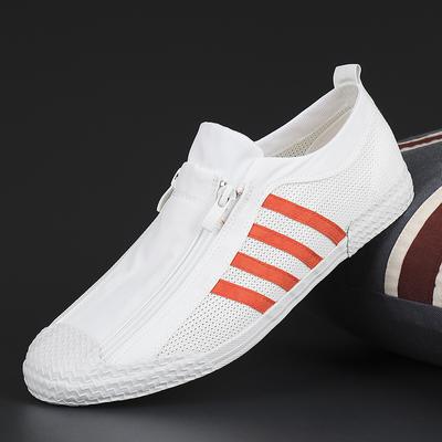 New Summer Men's Shoes Zipper One Foot Lazy Shoes Korean Style Fashion Comfortable Low Top Flat Shoes