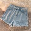Casual Denim Shorts with Curly Edge Women's New Summer Thin High-waisted Denim