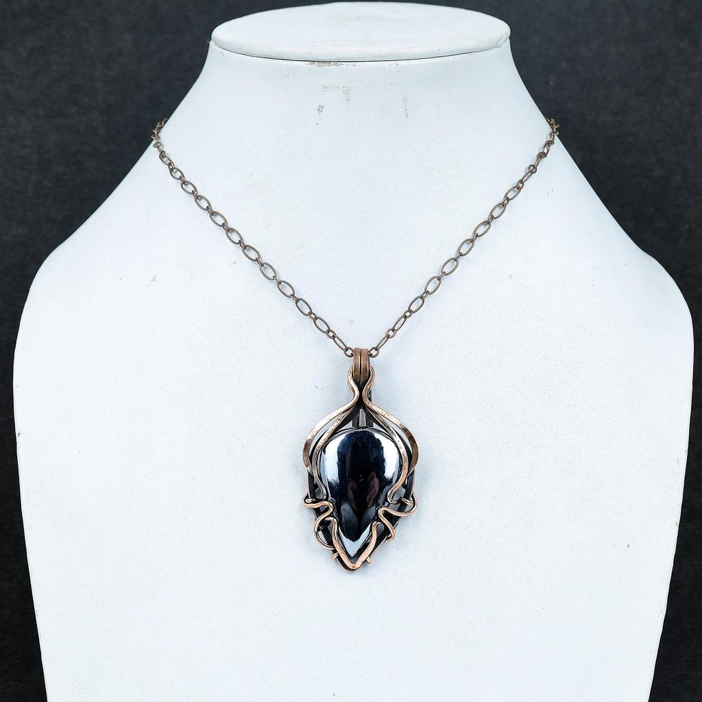 Shungite 999 Copper Wire Wrapped Pendant, Handmade Gemstone Pendant Jewelry, Gifts For Love Brand New Pendant