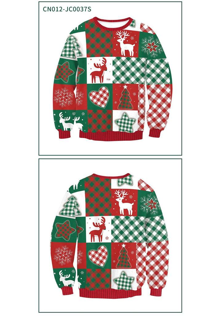 2025 Autumn Round Neck Snowman Reindeer Couple Hoodie