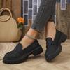 British Style Women'S Slip-On Thick Bottom Flat Shoes Versatile Casual Loafers Round Toe Rubber Outsole Women Footwear 35 43