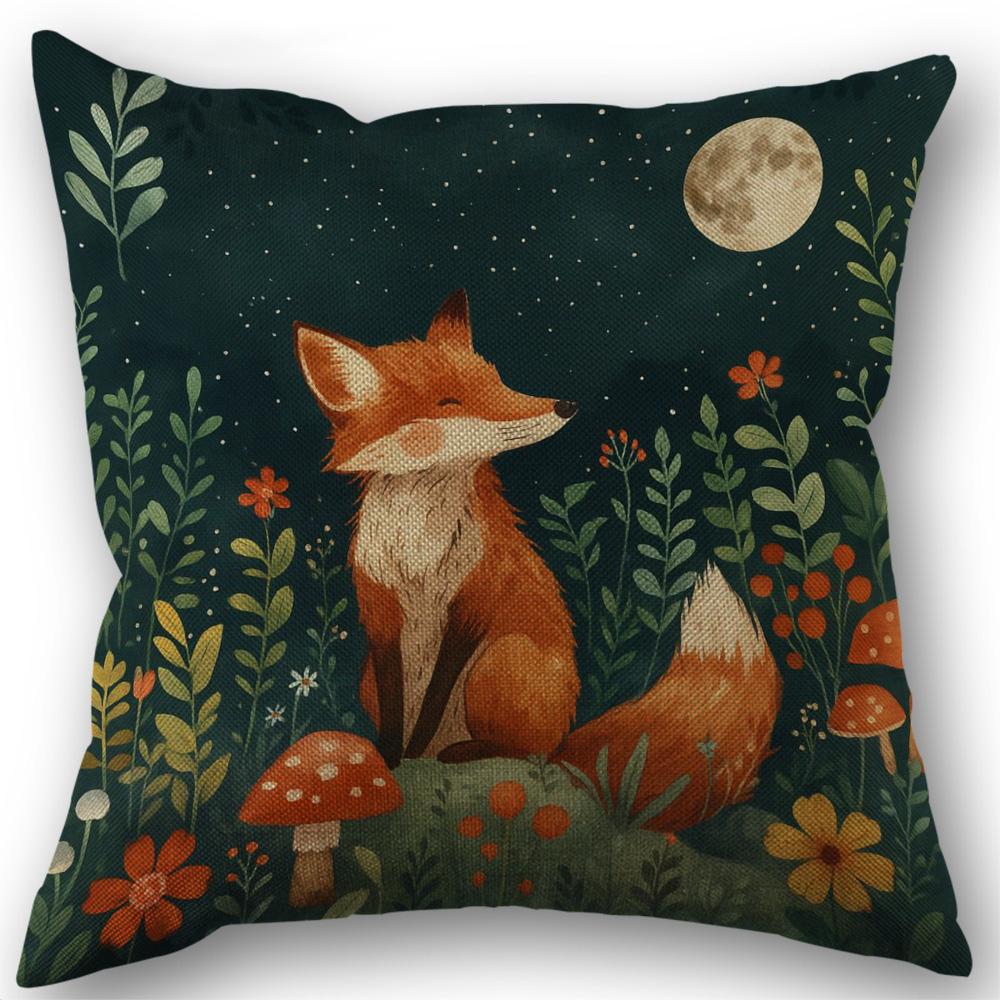 Cute Fox Print Pillowcase Decoration Sofa Living Room Decoration Christmas Accessories Cushion Cover 7.3