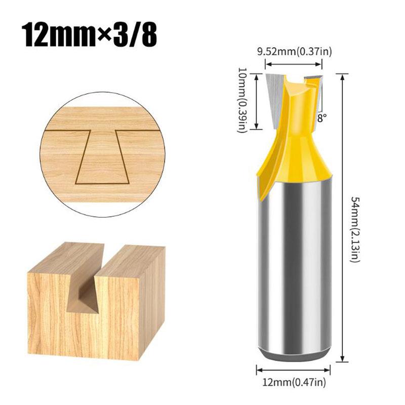 5 bucăți 12 mm 1/2 inch cu coadă de rândunică Set de freze pentru îmbinare freza pentru lemn, 14 grade