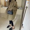 Womens Oversized Mid-Length Puffer Coat Winter Warm Thick Cotton-Padded Jacket Loose Fit Stand Collar Gray Khaki Black