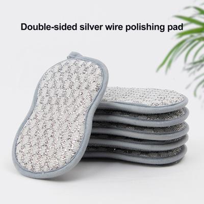 5 Stück Putzlappen mit Aufhängeloch-Design, doppelseitig, Silberdraht, wassergewaschen, wiederverwendbare Haushaltsputzlappen