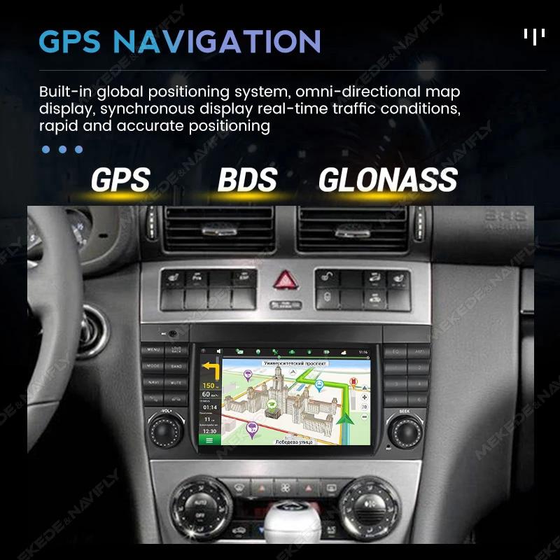 7-inch Android 13 Car Radio Suitable for Mercedes Benz C Class W203 C200 C230 C240 C320 C350 2005-2009 Carplay Auto GPS FM Audio