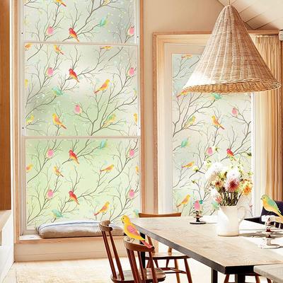 Milchglas Sichtschutzfolie Aufkleber Buntglas Dekorative Aufkleber Statische Haftung Farbige Vögel Fensteraufkleber Selbstklebend