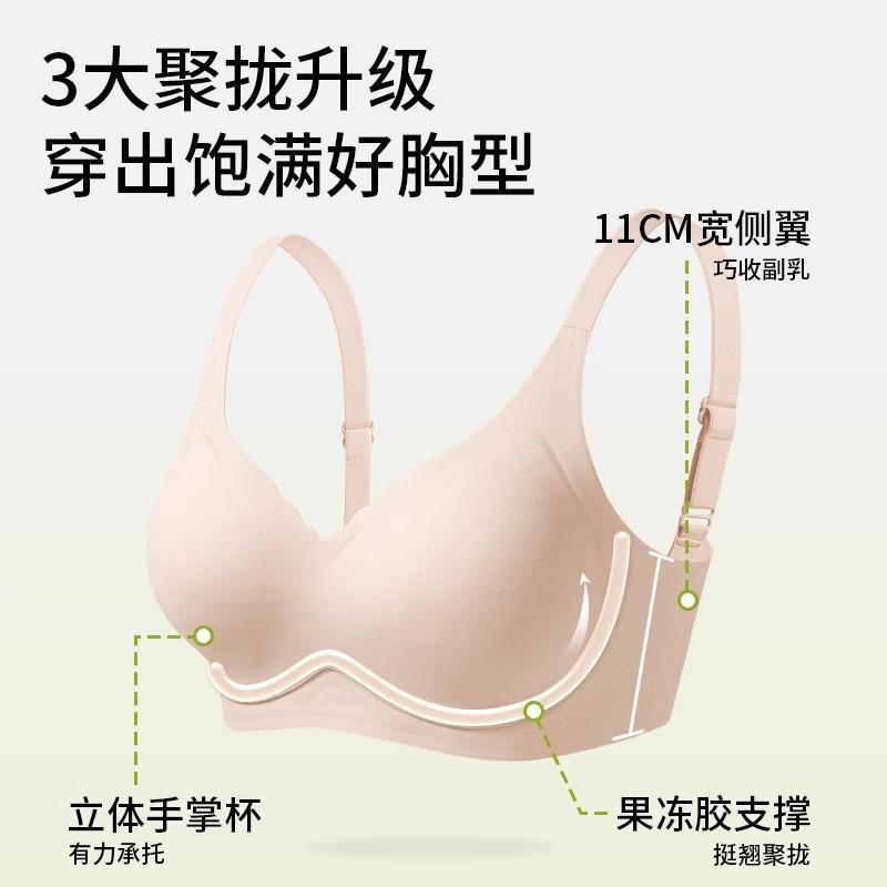 Underwear women's small breasts gather, upper support, secondary breasts, anti-sagging soft support, palm cup, summer thin seamless bra