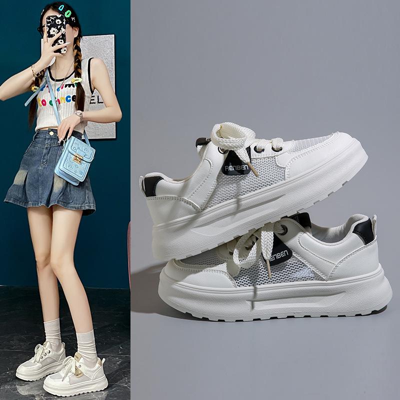 

Mesh platform shoes children s summer thin breathable versatile little white shoes 2024 new casual heightening lightweight board shoes 35