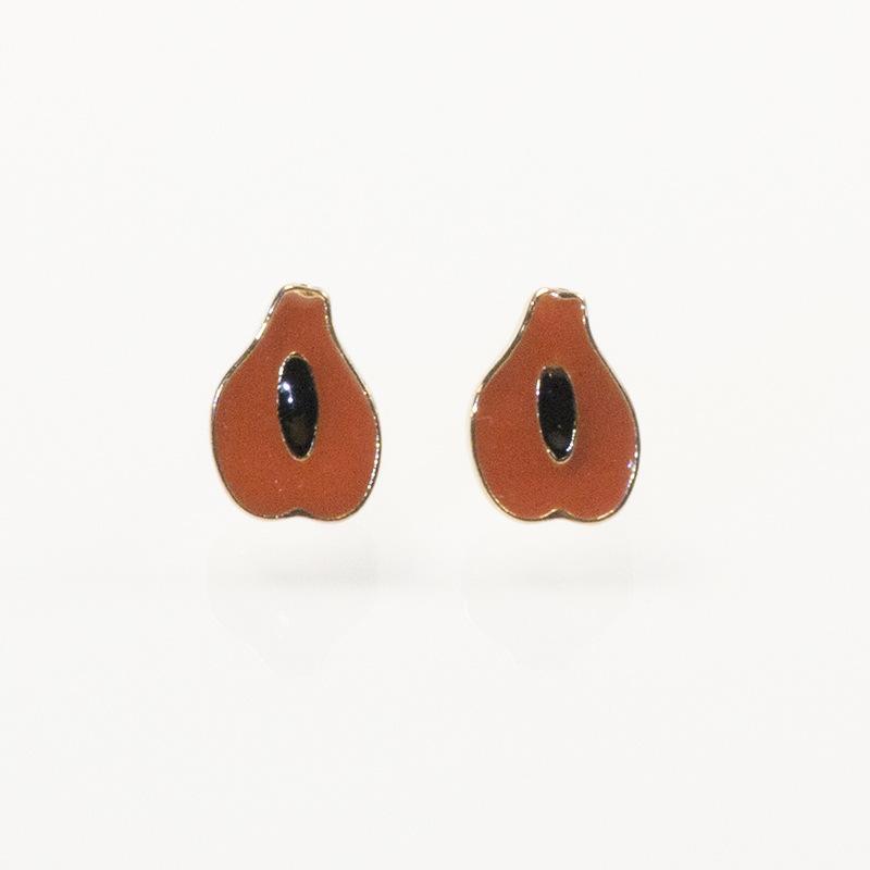 S925 Silver Needle Korean Temperament Cute Colored Avocado Small Stud Earrings Sweet Girl Small Fresh Earrings Woman