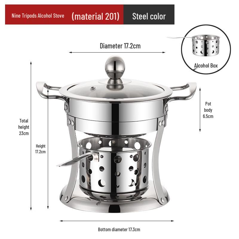 ZISIZ Одноместная спиртовая плитка для хот-пота из нержавеющей стали 304