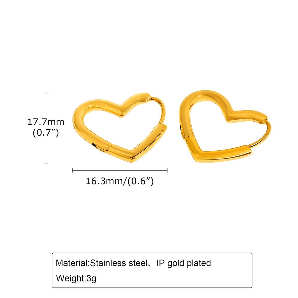 Minimalist Stainless Steel Hoop Earrings For Women, Geometric Oval Heart Gold Plated Huggies Earrings, Chic Jewelry Gift