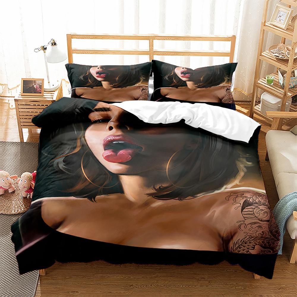 3pcs Bedding Set Sexy Beauty Girl 3D Printed Cozy Duvet Cover King Queen Twin Size Birthday Gift for Adult Bedroom Decor