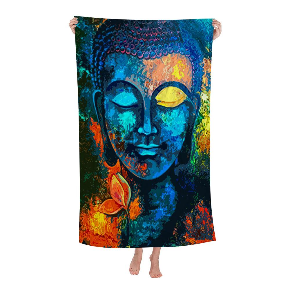 Statua Buddha Indiana Meditazione Chakra Microfibra Asciugamano da Spiaggia Assorbente Asciugatura Rapida Yoga Nuoto Resort Arrampicata su Montagna Asciugamano