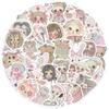 50PCS Pink Creepy Girl Stickers Cute Cartoon Doodles Decorative Stickers for Cups, Notebooks, Phones, and Luggage