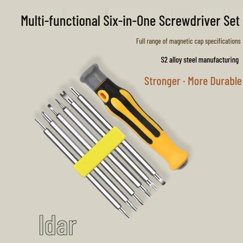 Multi-Functional Six-in-One Precision Screwdriver Set for Household, Computer, and Phone Use Six-in-One Screwdriver Set