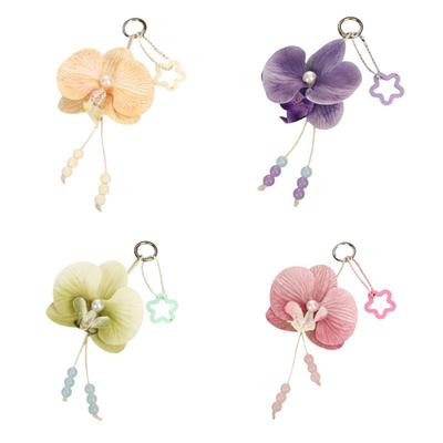 Fashion Simulation Flower Orchid Keychain Backpack Decoration Colorful Flower Bag Pendant Simulation Flower Keyring Gifts