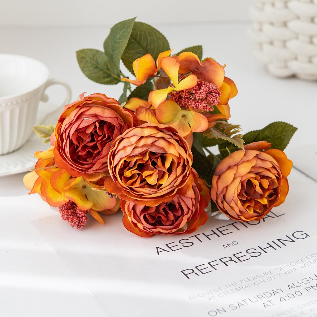 Simulation Flowers Rose Flowers Wedding Bridal Bouquet Bouquet Living Room Flower Arrangement Decoration Peony Ball Chrysanthemum Fake Flowers