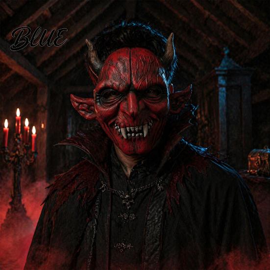 Blood Texture Devil Masque Halloween Scary Demon for Adults Horror Red Full Face Party Haunted House Cosplay Prop Theme