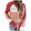Móda Ženy Ležérní Patchwork svetr s kapucí, svetr s dlouhým rukávem, blůza