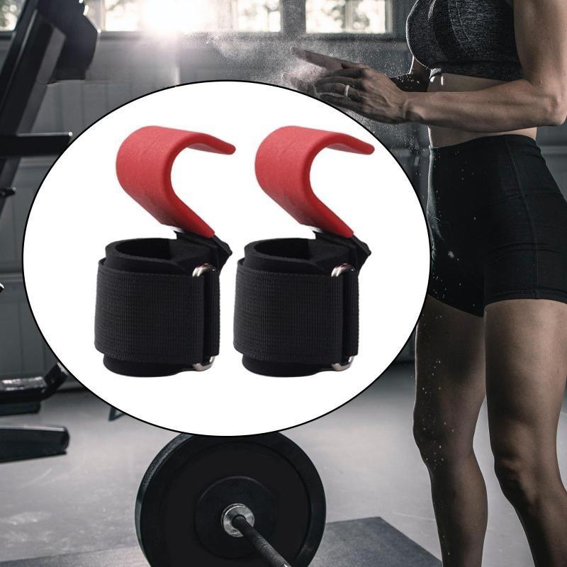 2PCS Pull up Strength Training Device Workout Weightlifting Fitness Hand Grips Lifting Straps Metal Weight Lifting Hooks