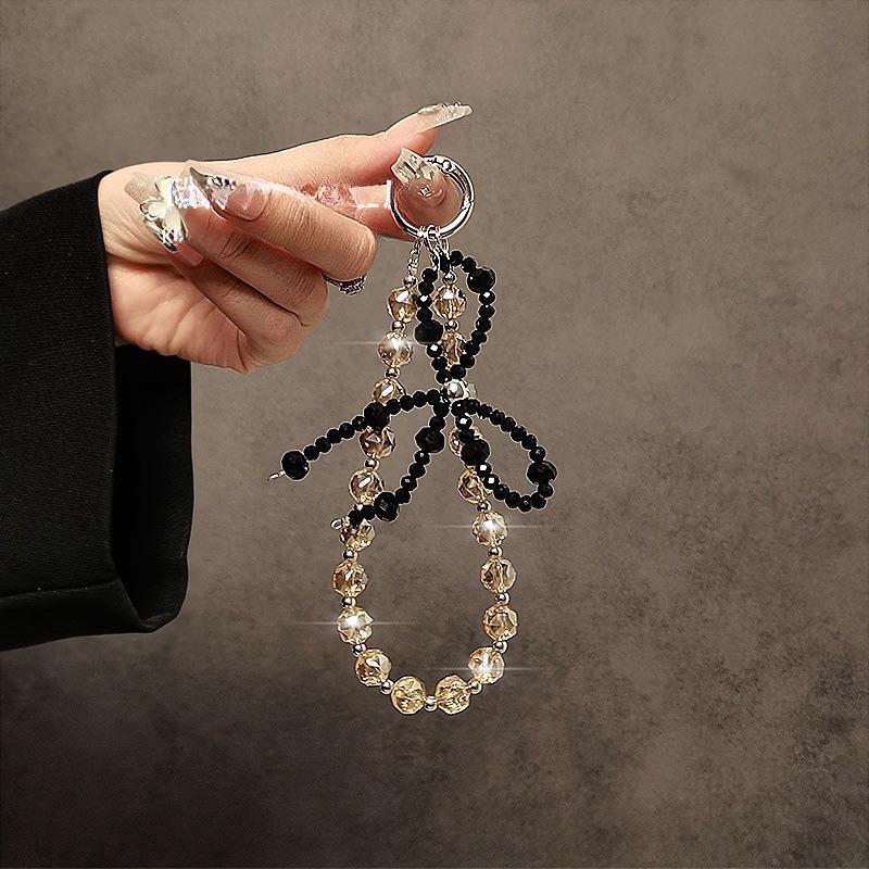 

Модный бант из бисера, роскошный хрустальный шнурок для телефона, высококачественный, украшенный драгоценными камнями, короткий кулон на запястье, цепочка для подвешивания, украшение на руку