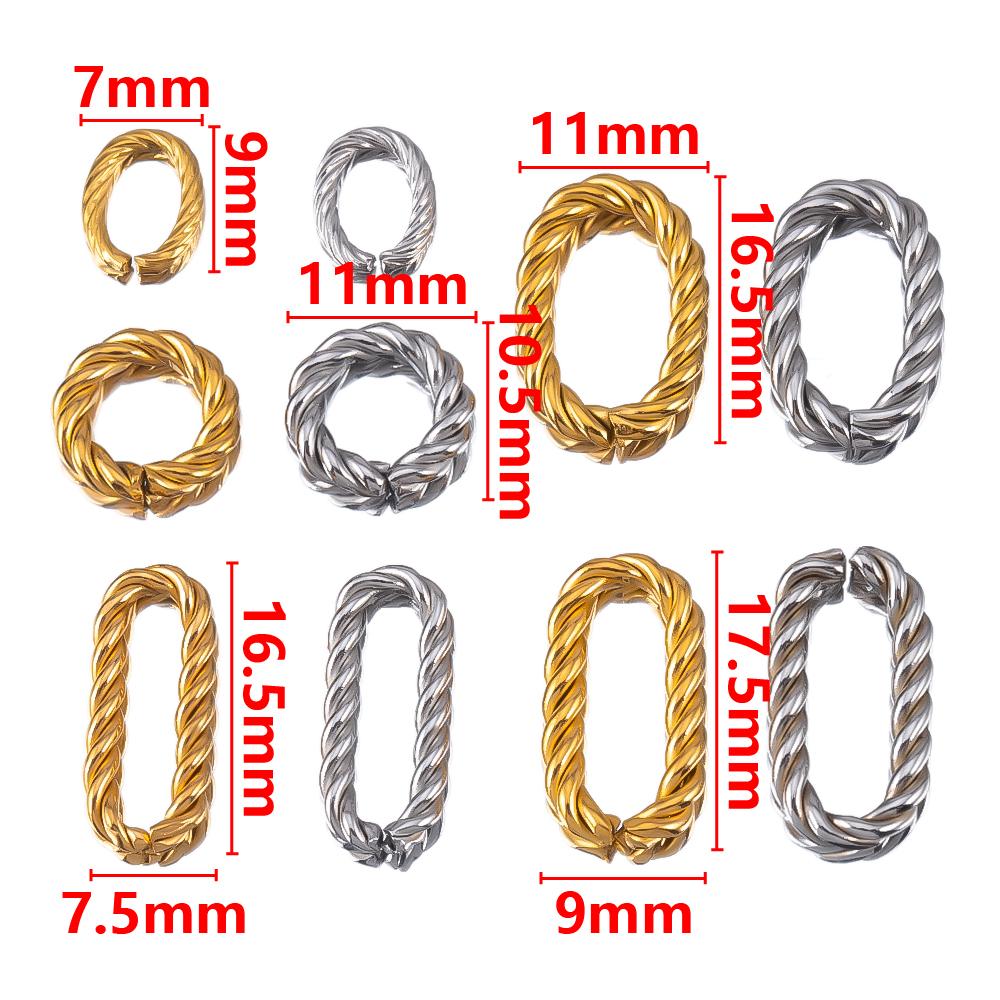 10pcs 20pcs Stainless Steel Oval Charms Geometric Connectors Jewelry Making Necklace Bracelets Twist Open Connection Jump Rings