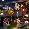LED Candle Lantern Toy DIY Kit for Mid-Autumn Festival, Hollow Wooden Rotating Ring Making Set with Rabbit, Handmade Tassels